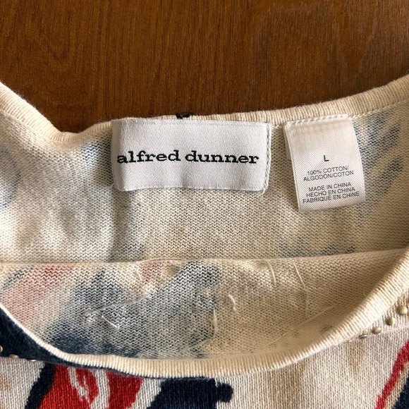 Alfred Dunner 100% Cotton Pattenered 3/4 Sleeve Sweater - Picture 4 of 5